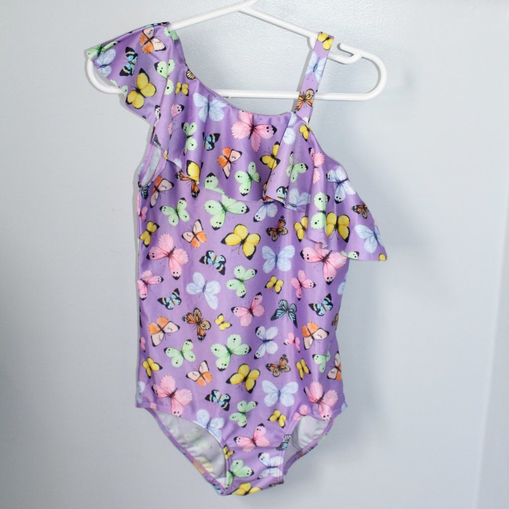 H&M Size 6X/7 Purple Butterfly Bathing Suit NWT